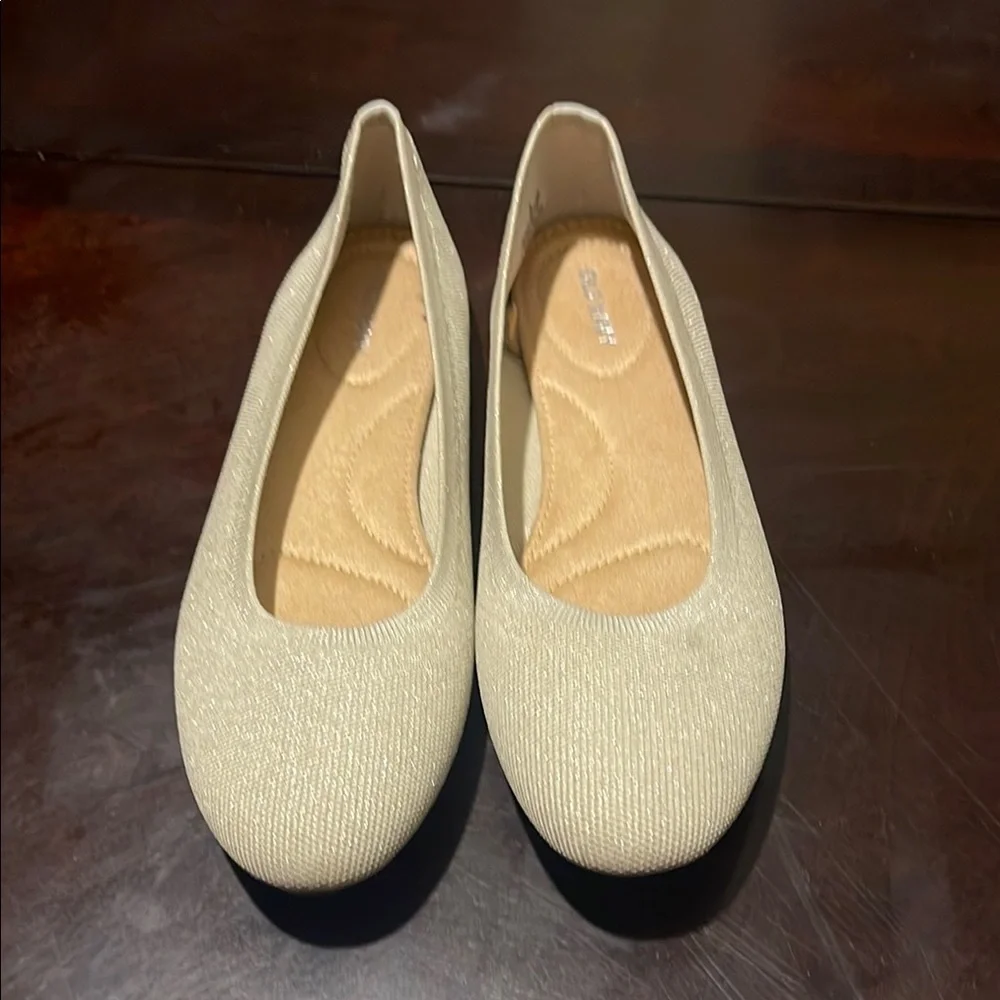Old Navy Cream Loafers with Textured Fabric and Rounded‎ Toe